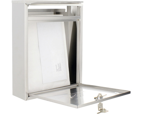 Cutie poștală metalică deschisă cu scrisoare și cheie