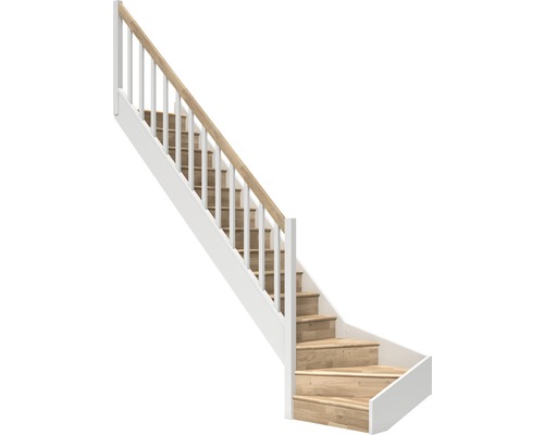 Scară laterală de interior Pertura Elenie 17 pași cu mână curentă și balustradă stejar lăcuit Scară laterală de interior Pertura Elenie 17 pași cu mână curentă și balustradă stejar lăcuit