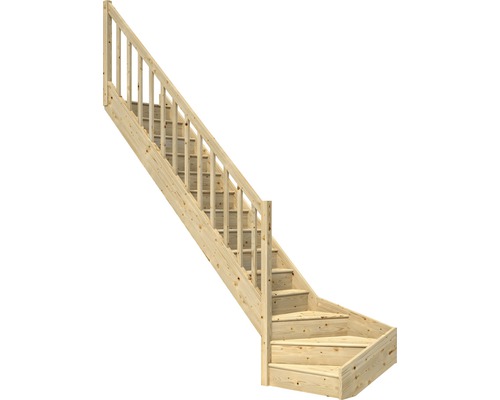 Scară laterală de interior Pertura Elenie 17 pași cu mână curentă și balustradă rășinos netratat Scară laterală de interior Pertura Elenie 17 pași cu mână curentă și balustradă rășinos netratat