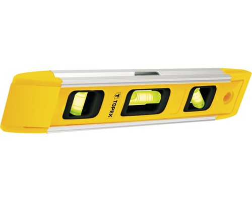 Nivelă cu trei bule de aer și logo Topex