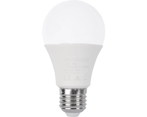 Bec LED Novelite E27 7W 560 lumeni, glob mat A60, lumină rece