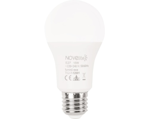 Bec LED Novelite E27 15W 1425 lumeni, glob mat A60, lumină rece