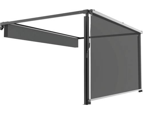 Copertină de terasă independentă cu element lateral