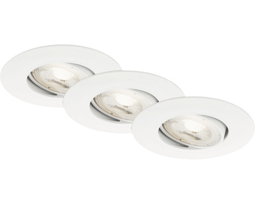 Spoturi LED încastrate Nava 5W 460 lumeni, 3000K variabile, Ø90 mm, albe, pachet 3 bucăți Spoturi LED încastrate Nava 5W 460 lumeni, 3000K variabile, Ø90 mm, albe, pachet 3 bucăți