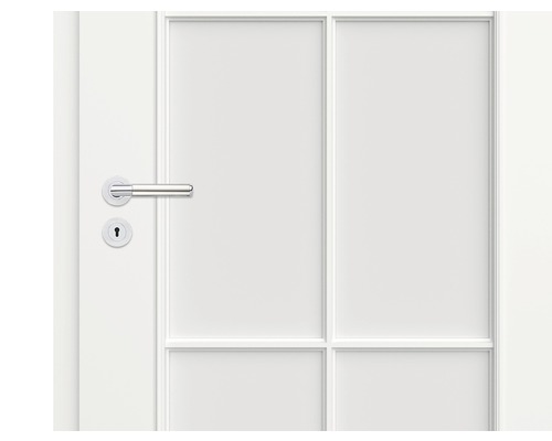 Ușă interioară albă cu mâner și încuietoare
