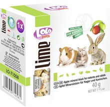 Lolo Pets Lime bloc mineral cu mere pentru rozătoare și iepuri, 40 grame