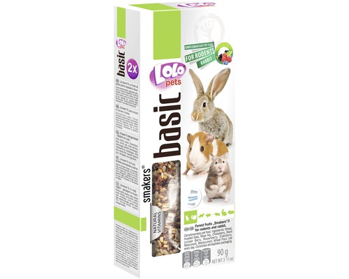 Baton cu fructe de pădure pentru hamsteri, 90 g Lolo Pets Smakers hrană de bază pentru rozătoare și iepuri, 90 grame