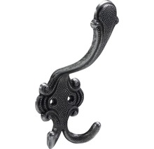 Cuier pentru mobilă cu 3 cârlige Hettich Antik & Retro 58x145 mm, zamac argintiu brunat