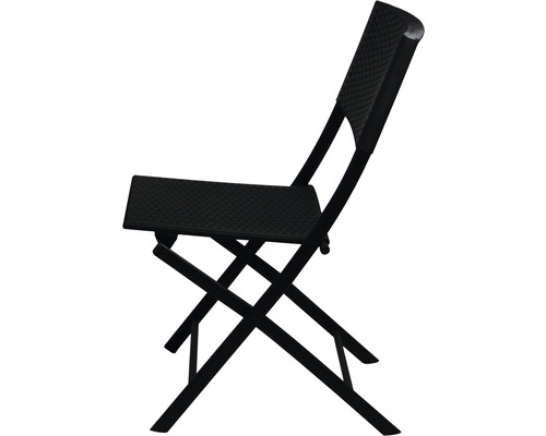 Scaun pliant negru din profil