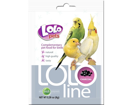 Cărbune pentru digestie păsări de colivie 8 g Lolo Pets Hrană complementară pentru păsări cu cărbune
