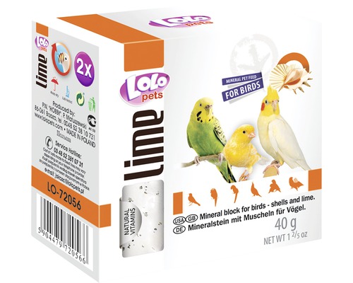 Calcar Lolo cu cochilii de stridii pentru păsări, 40 g Lolo Pets Lime bloc mineral pentru păsări, 40 grame