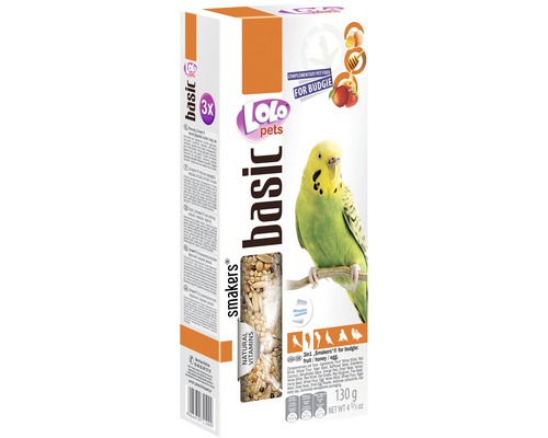 Batoane 3 în 1 mix pentru păsări exotice, 130 g Lolo Pets Smakers hrană de bază pentru peruşi