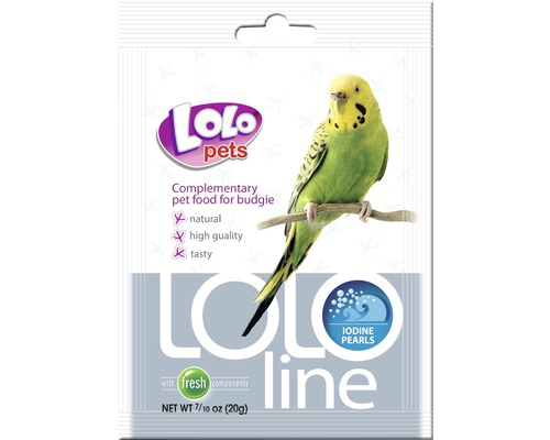 Vitamine, perle de iod pentru papagali, 20 g LOLO Pets Hrană complementară pentru perusi, greutate netă 20 grame