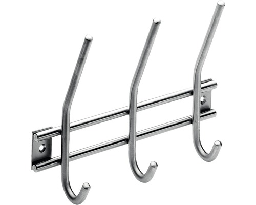 Cuier de perete cu 3x2 cârlige Hettich Modern 220x165x55 mm, oțel inoxidabil Panou de garderobă cu trei cârlige din metal