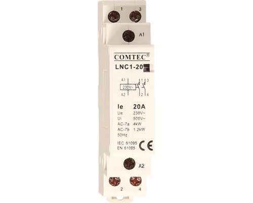 Contactor modular Comtec LNC1-20 2P 20A, pentru tablouri electrice