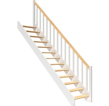 Scară cu trepte din lemn și balustradă albă pentru interior