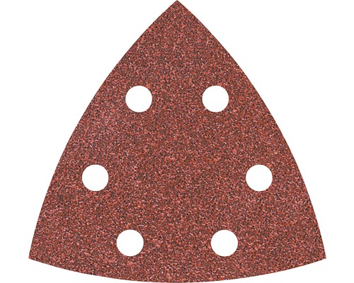 Set foi abrazive triunghi Wolfcraft 95mm, granulații 60, 80 și 120, 15 bucăți Șmirghel triunghiular cu șase găuri pentru șlefuitoare delta
