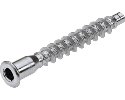 Un șurub pentru plăci aglomerate cu cap înecat și locaș hexagonal interior.