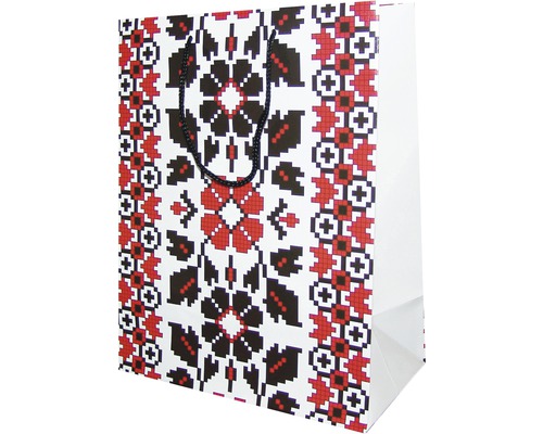 Sacou de cadou cu model floral și mânere
