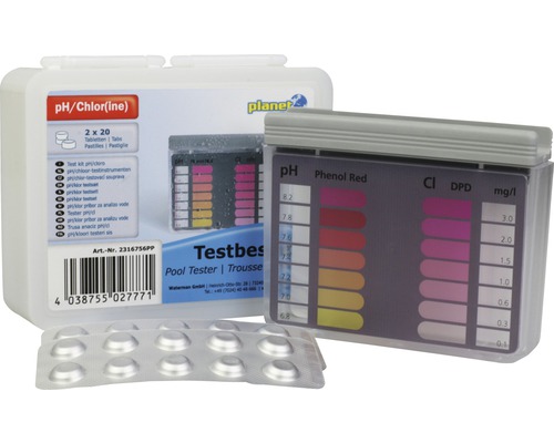 Trusă de testare pH/clor + tablete, 20 bucăți