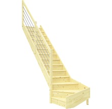 Scară din lemn cu balustradă metalică