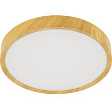 Lumină de plafon rotundă cu ramă din lemn