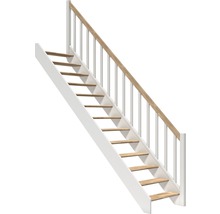 Scară cu trepte din lemn și balustradă albă