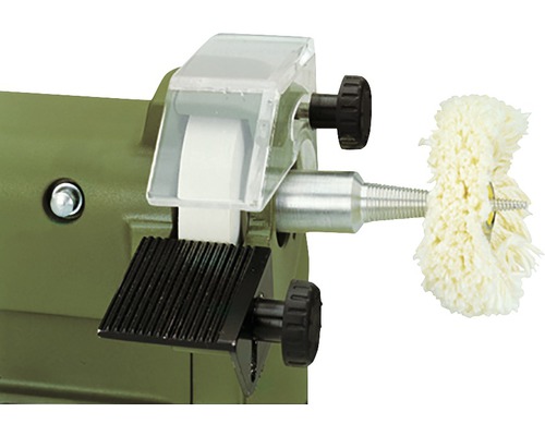 Mașină de lustruit Proxxon cu disc de lustruire și dispozitiv de protecție