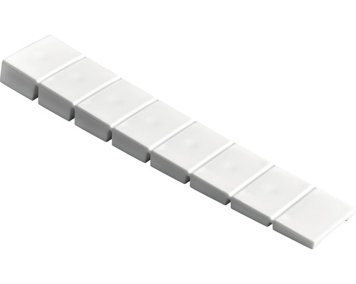 Distanțier segmentat tip pană Hettich 20x100x8 mm, plastic alb, pachet 50 bucăți