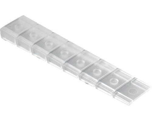 Distanțier segmentat tip pană Hettich 20x100x8 mm, plastic transparent, pachet 50 bucăți