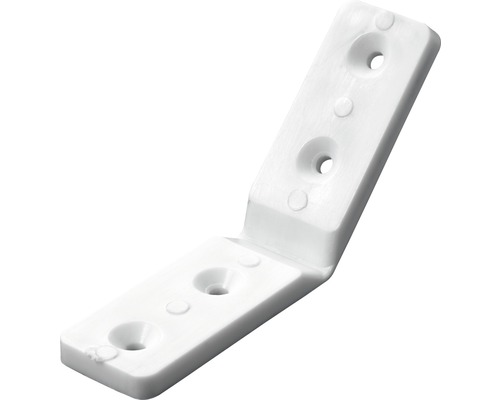 Colțar de legătură flexibil 90-270° Hettich 20x90x4 mm, plastic alb, pachet 25 bucăți