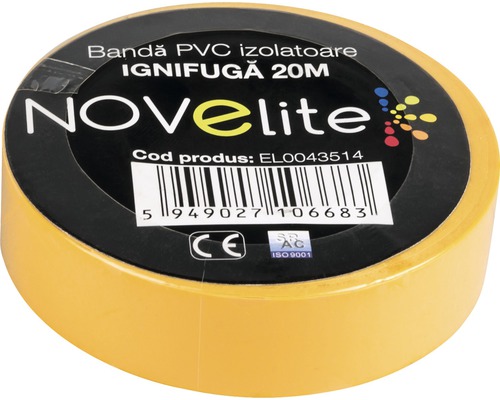 Bandă izolatoare Novelite 19mm x 20m, galben | HORNBACH