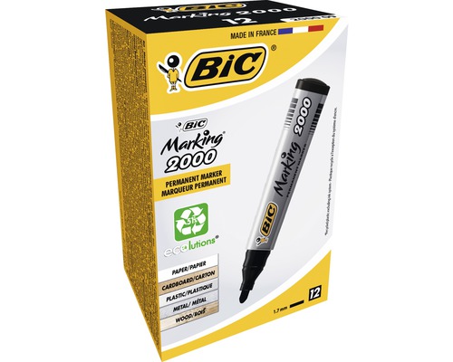 Pachet de markere permanente Bic Marking 2000, 12 bucăți
