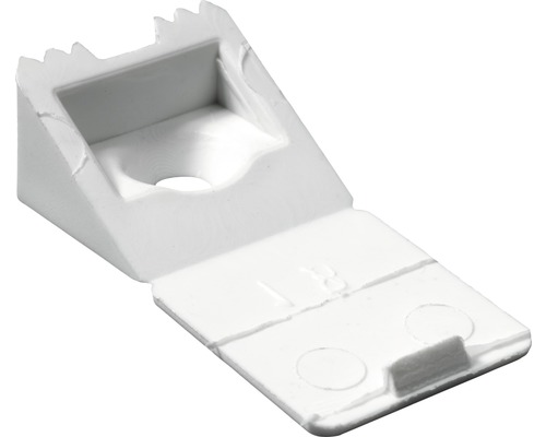 Suport poliță Hettich 8x16x16 mm, plastic alb, pachet 50 bucăți Pană din plastic pentru montarea plăcilor de terasă