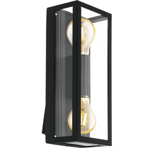 Lampa de perete cu două becuri într-un cadru metalic negru