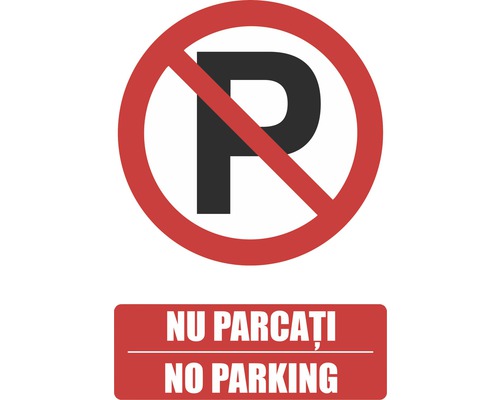 Indicator avertizare „Nu parcați / No parking” 20x30 cm (vertical)