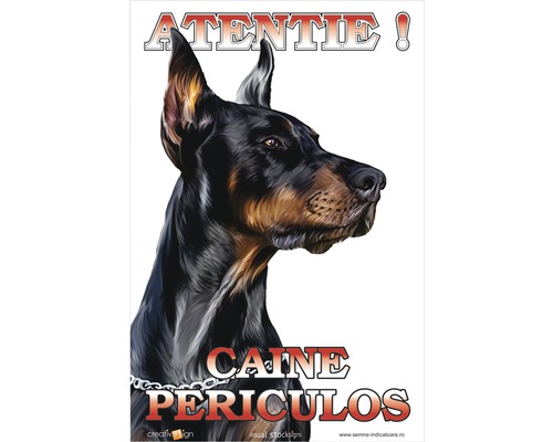 Panou de avertizare cu textul Atenție câine periculos