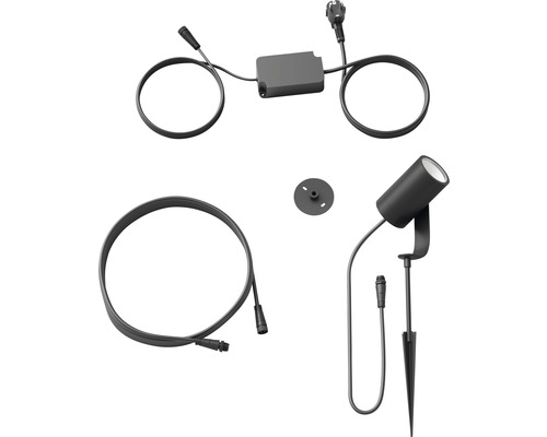 Set spot exterior cu țepușă de pământ, material de fixare, linie de alimentare și transformator