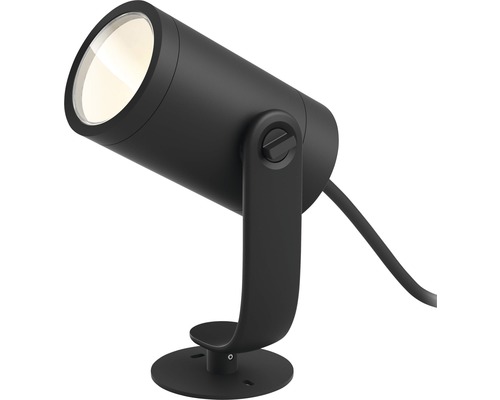 Proiector spot cu LED integrat Philips Hue Lily 8W 640 lumeni, lumină RGBW, pentru exterior IP65, negru