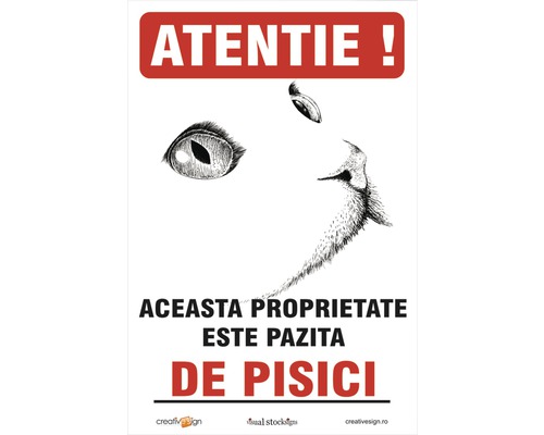 Panou de avertizare: Această proprietate este păzită de pisici