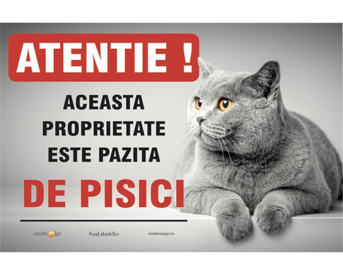 Panou de avertizare: Această proprietate este păzită de pisici