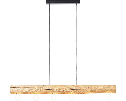 Lumină suspendată cu cinci becuri cu aspect de lemn