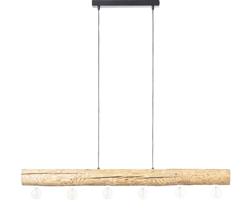 Lampa suspendată din lemn cu șase becuri