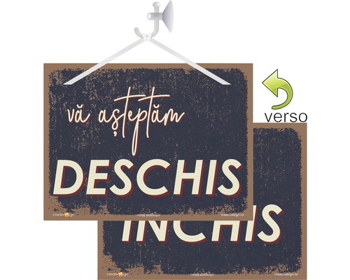 Semn de ușă cu mesajul Deschis și Închis