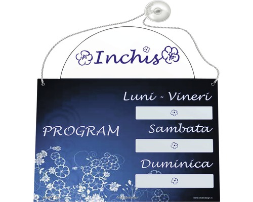 Indicator închis cu program de lucru de luni până duminică