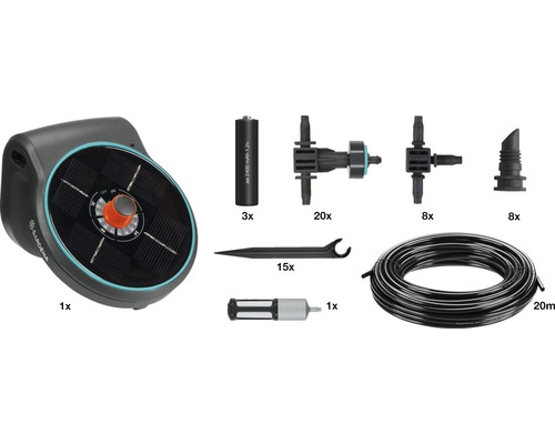 Set de irigare pentru vacanță Gardena cu computer de irigare, baterii, piese de distribuție, picurătoare finale, conductă și accesorii