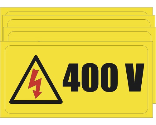 Indicatoare avertizare „Tensiune 400V”, pentru curent electric trifazic 380V, pachet 10 bucăți