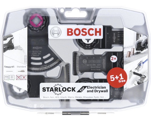 Set accesorii Bosch Zubehör Starlock pentru mașini multifuncționale, 6 piese, pentru lemn și metal