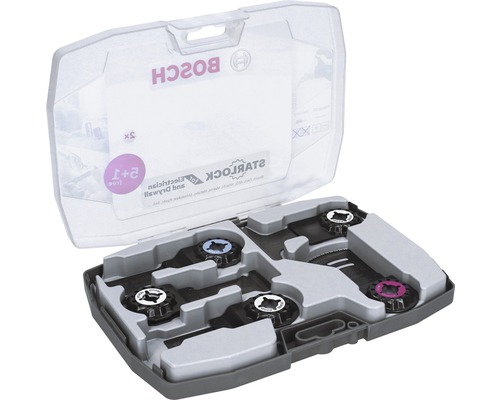 Set de accesorii oscilante Bosch Starlock în cutie deschisă