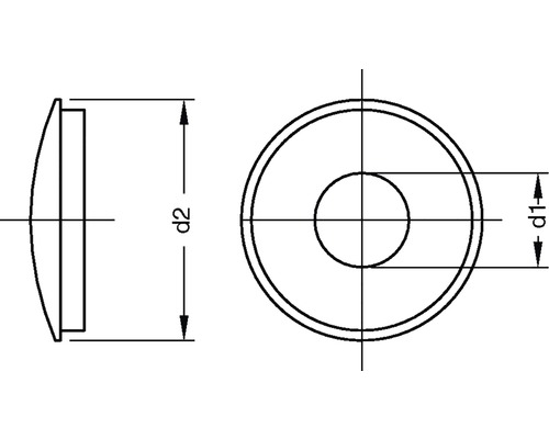 Desen tehnic al unui produs rotund cu dimensiunile d1 și d2.